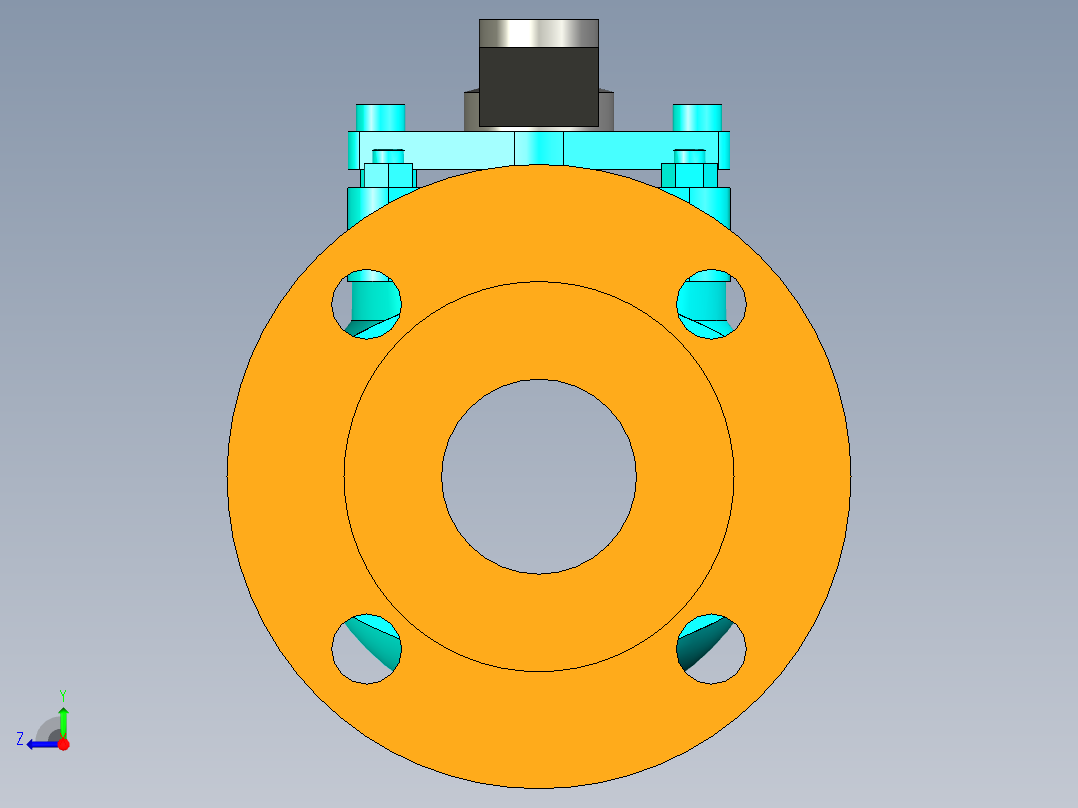 DN50法兰连接球阀右视图