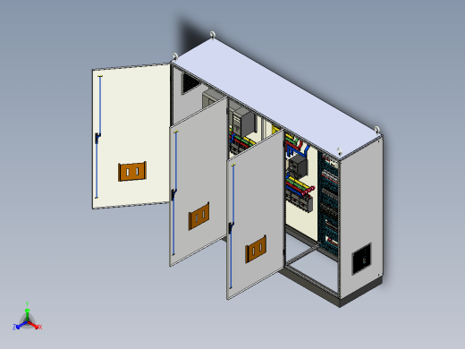 三柜组装双电源plc控制柜 55156