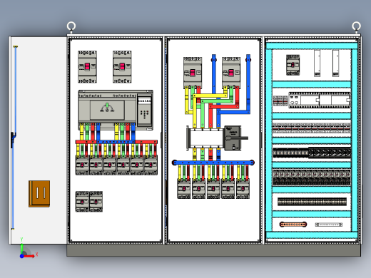 三柜组装双电源plc控制柜 55156前视缩略图