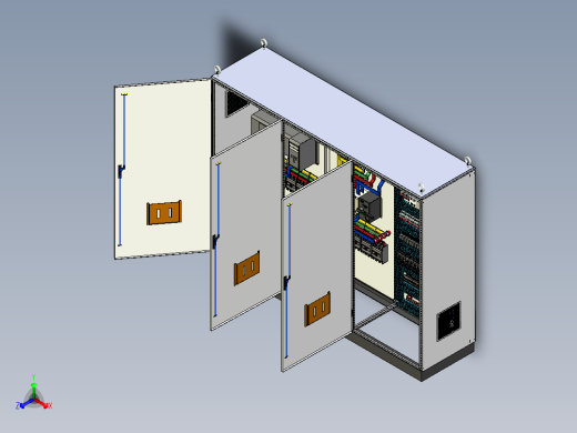 三柜组装双电源plc控制柜 55156正等轴测缩略图
