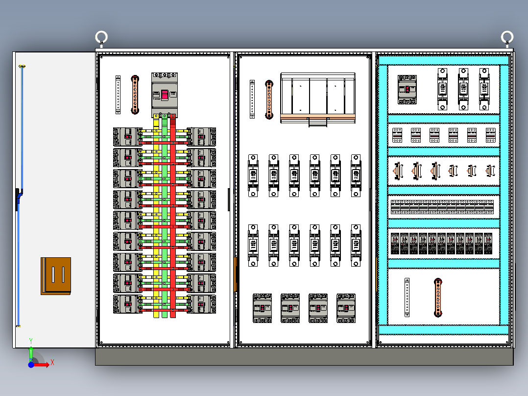 三柜组装刀开关直流接触器控制柜 55727前视图