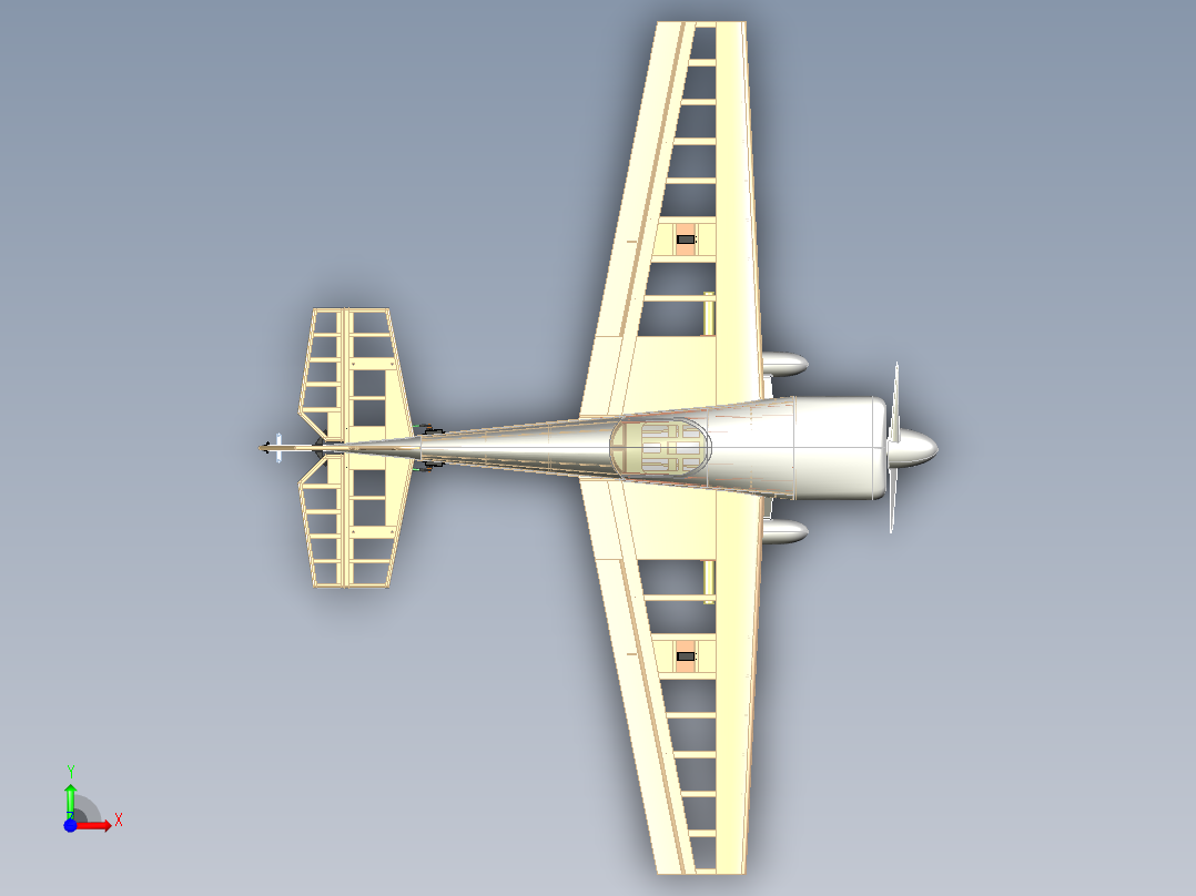 胶合板和轻木构建遥控航模前视图