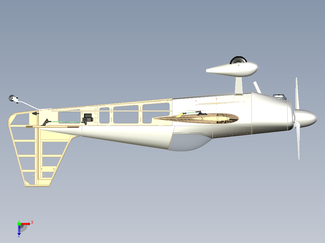 胶合板和轻木构建遥控航模俯视图