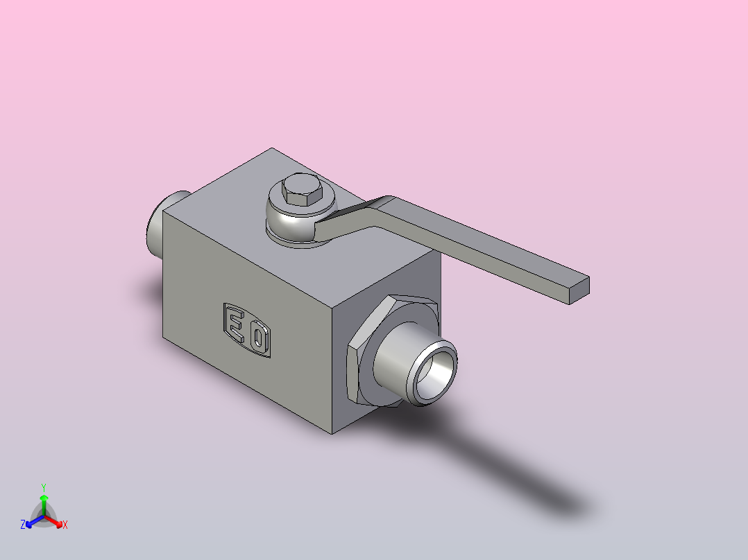 EO标准液压接头 2通不锈钢球阀KH08L71X正等轴测图