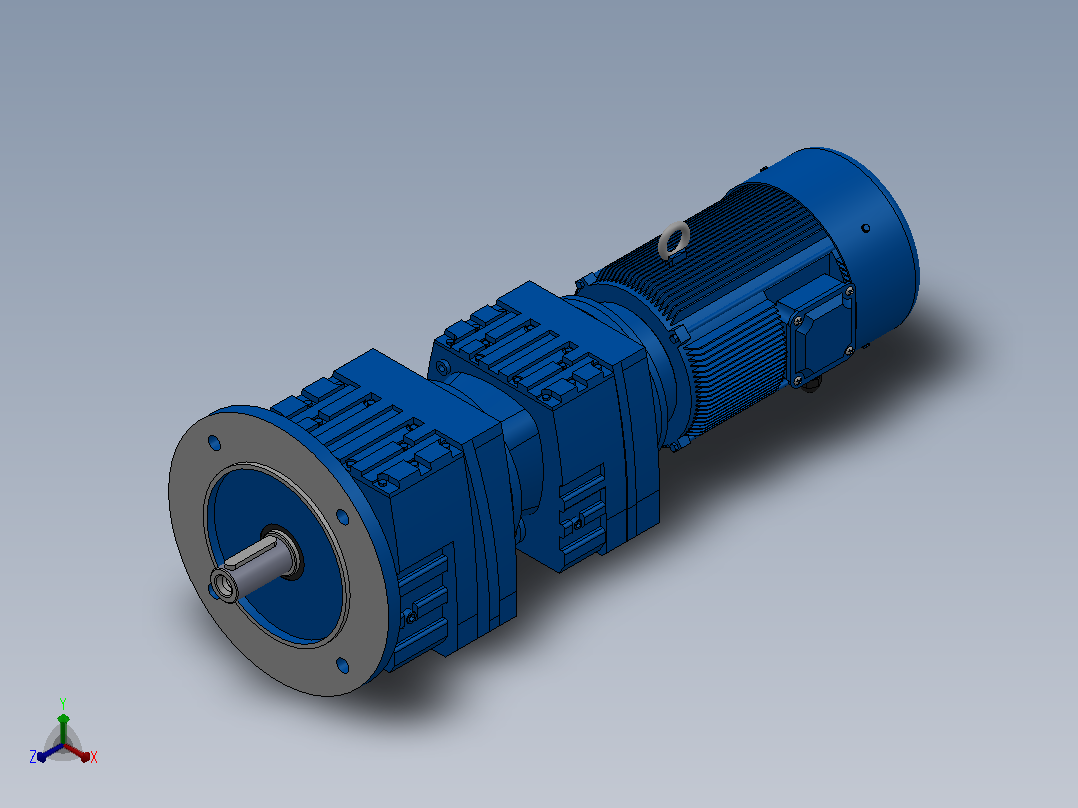 RF37R17法兰轴伸式组合型斜齿轮减速机RF37R17-Y0.25-4P-71-M1-0°-Φ200主视图