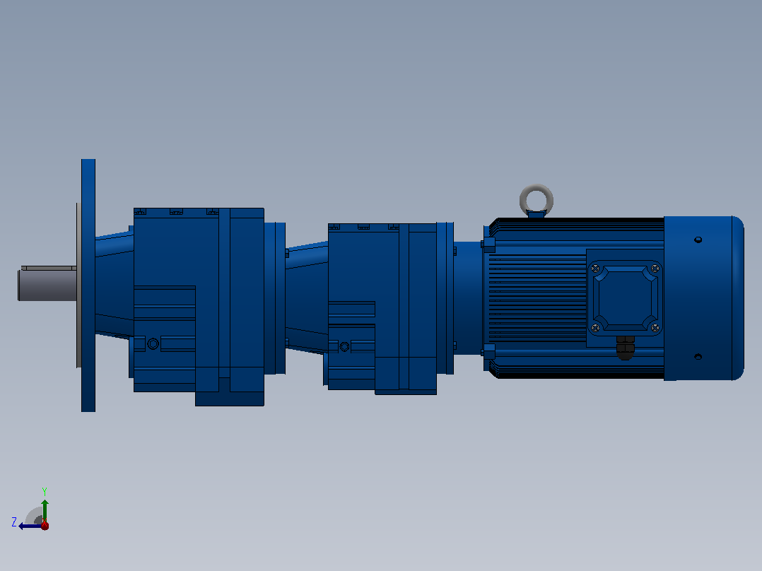 RF37R17法兰轴伸式组合型斜齿轮减速机RF37R17-Y0.25-4P-71-M1-0°-Φ200右视图