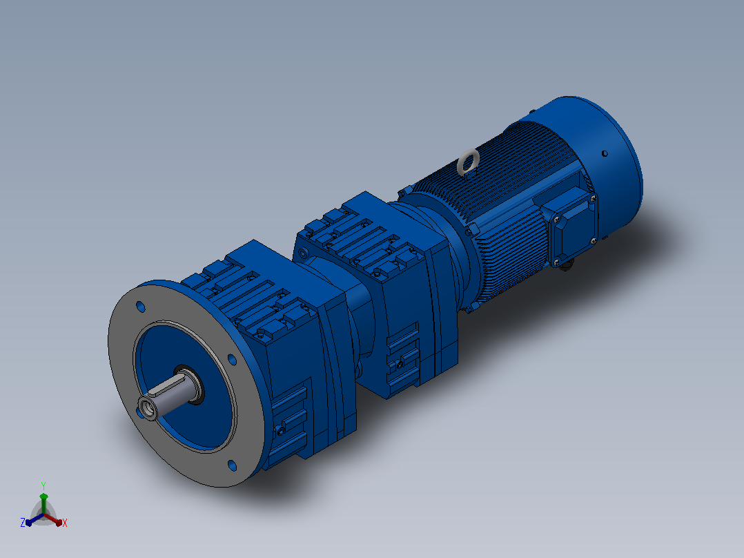 RF37R17法兰轴伸式组合型斜齿轮减速机RF37R17-Y0.25-4P-71-M1-0°-Φ200正等轴测图