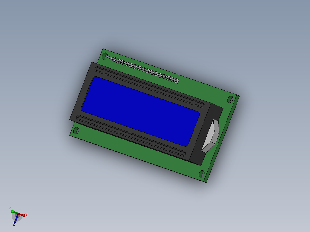 带串行接口的 LCD 模块主视图