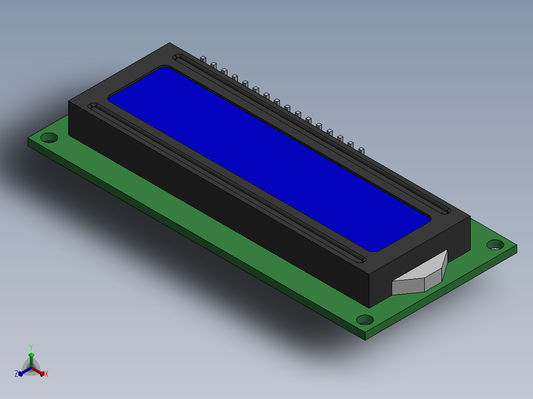 带串行接口的 LCD 模块正等轴测图