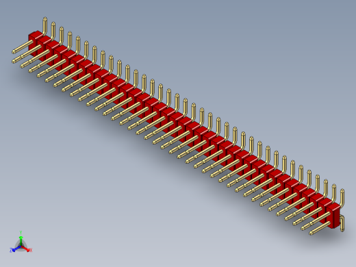 彩色公排针 100mil 2.54mm 系列-DS1022_red_74p_100mil_TypeSMT_rev1.0正等轴测缩略图