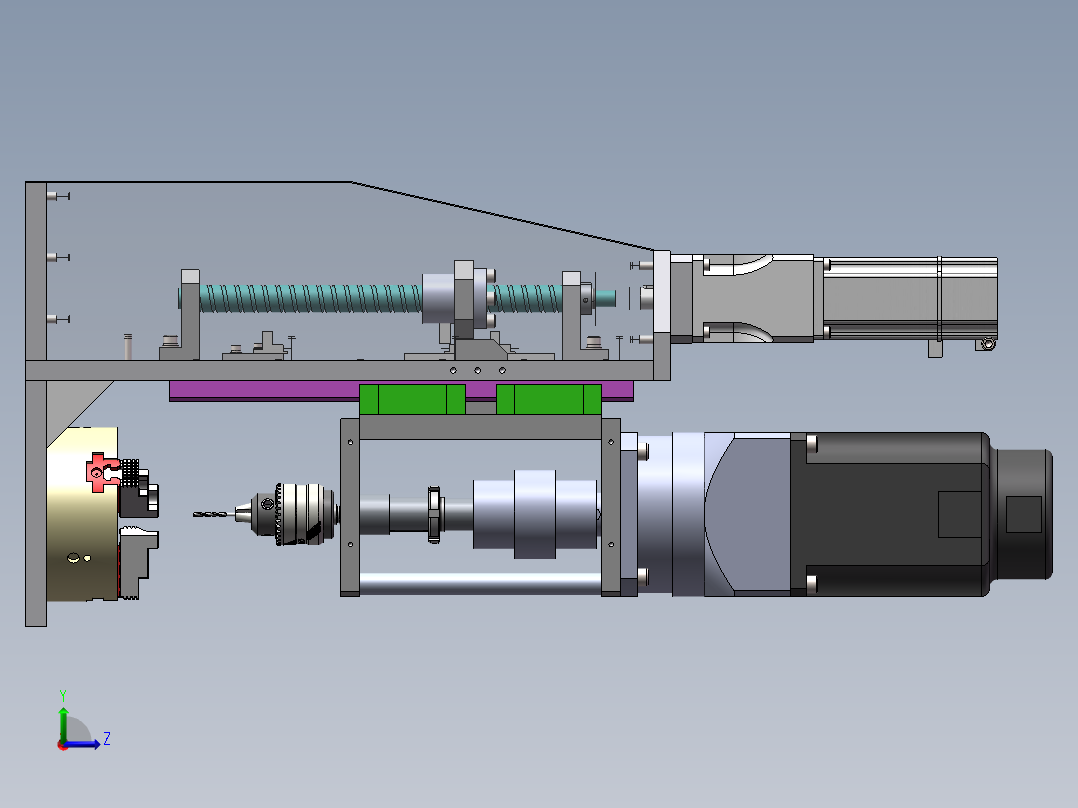 创小型卧式无极调速自动钻孔机+说明书左视图
