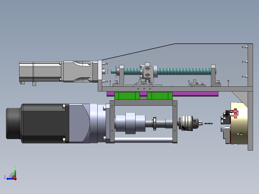 创小型卧式无极调速自动钻孔机+说明书右视图