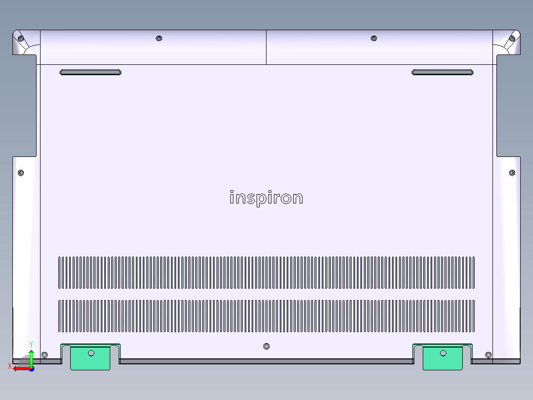 笔记本底壳铣内侧壁位凹槽程序模型后视图