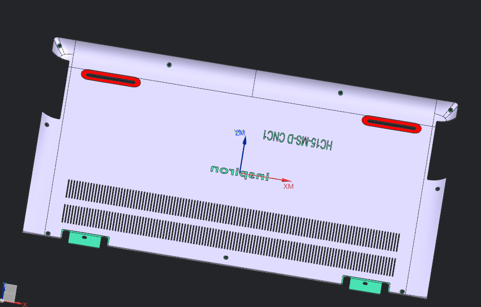 笔记本底壳铣内侧壁位凹槽程序模型
