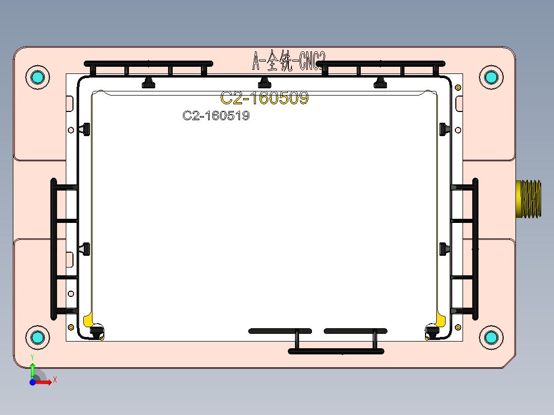 钢板粗铣内腔夹具模型前视图