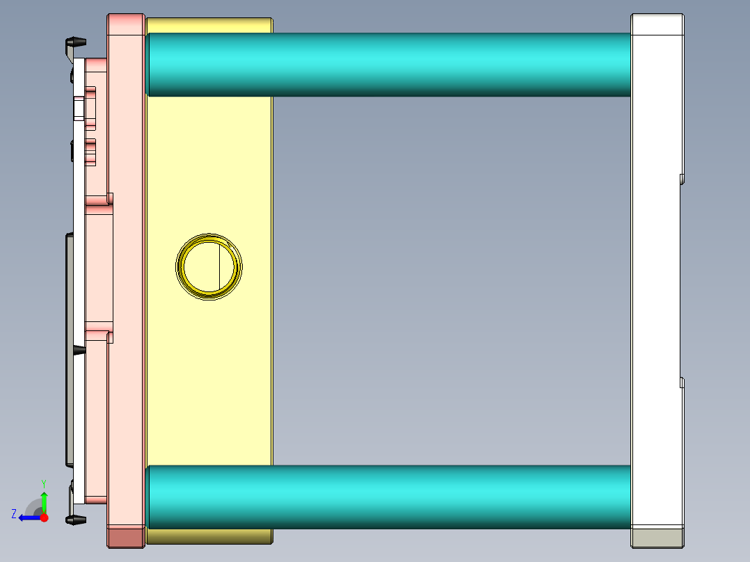 钢板粗铣内腔夹具模型右视图