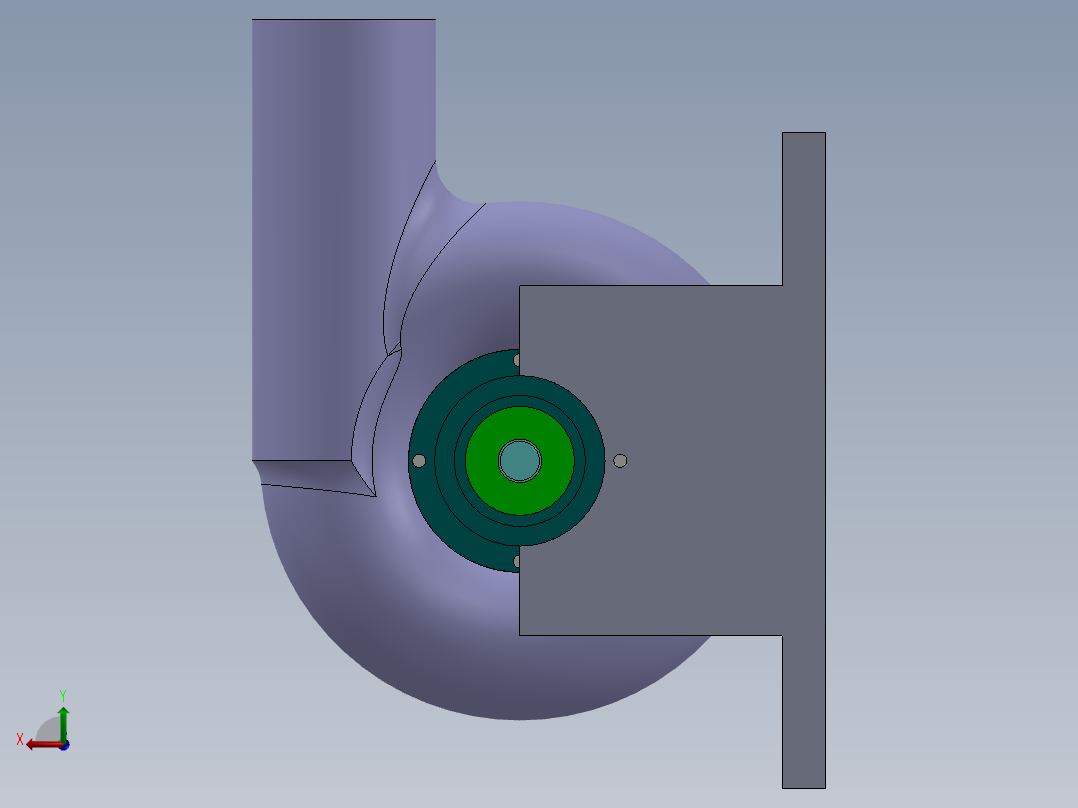 混流式水轮机模型后视图