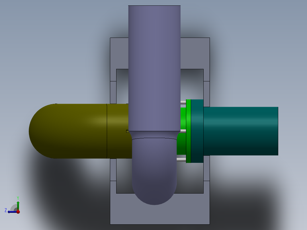 混流式水轮机模型右视图