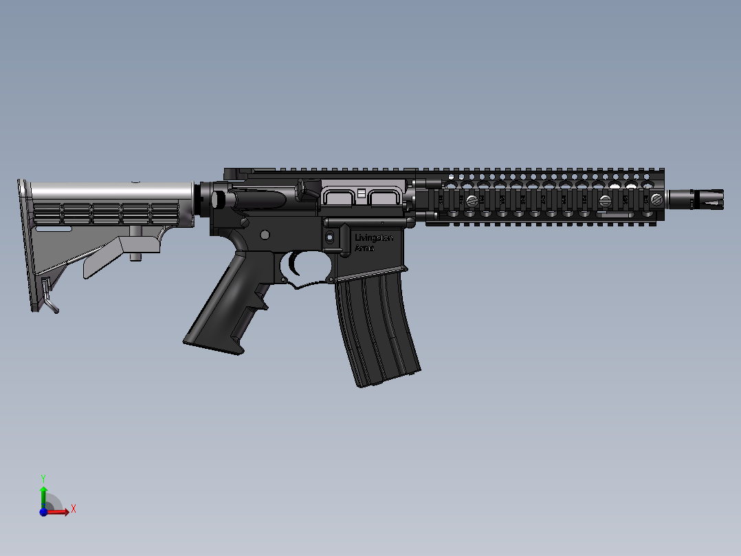 手枪左轮冲锋枪老式狙击步枪设计3D图纸ar-15-3 2 STP SW UG X_T前视图