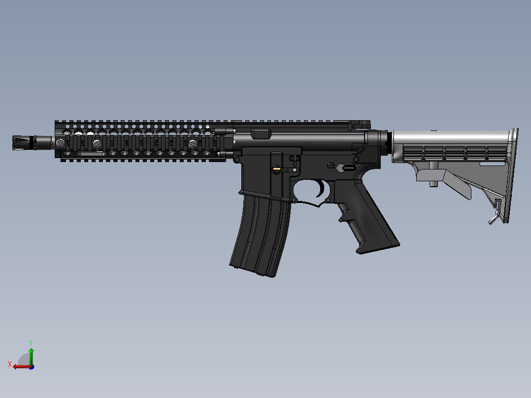 手枪左轮冲锋枪老式狙击步枪设计3D图纸ar-15-3 2 STP SW UG X_T后视图