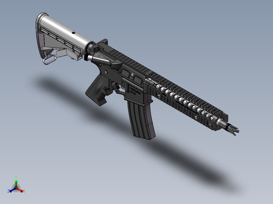 手枪左轮冲锋枪老式狙击步枪设计3D图纸ar-15-3 2 STP SW UG X_T正等轴测图