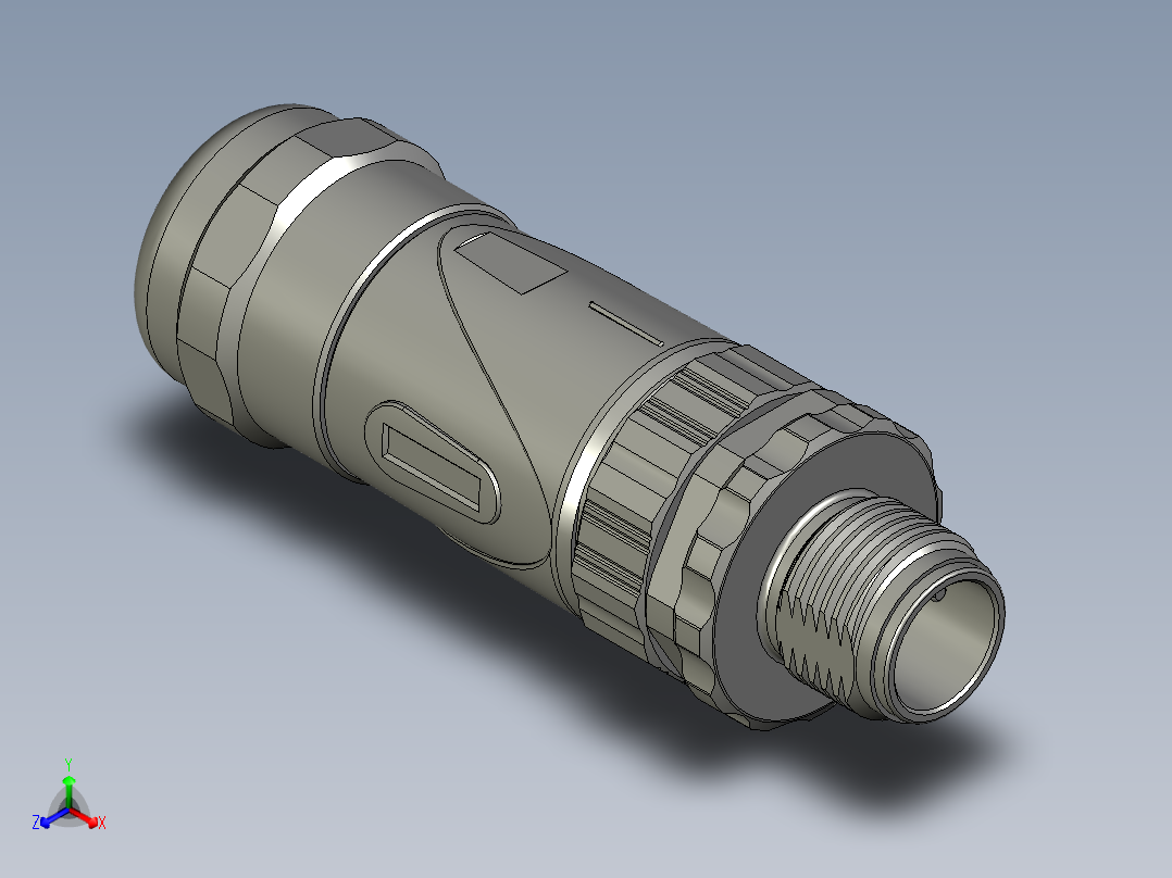 01-08-00-M12公端直现场可接线接头金属螺母塑料外壳主视图