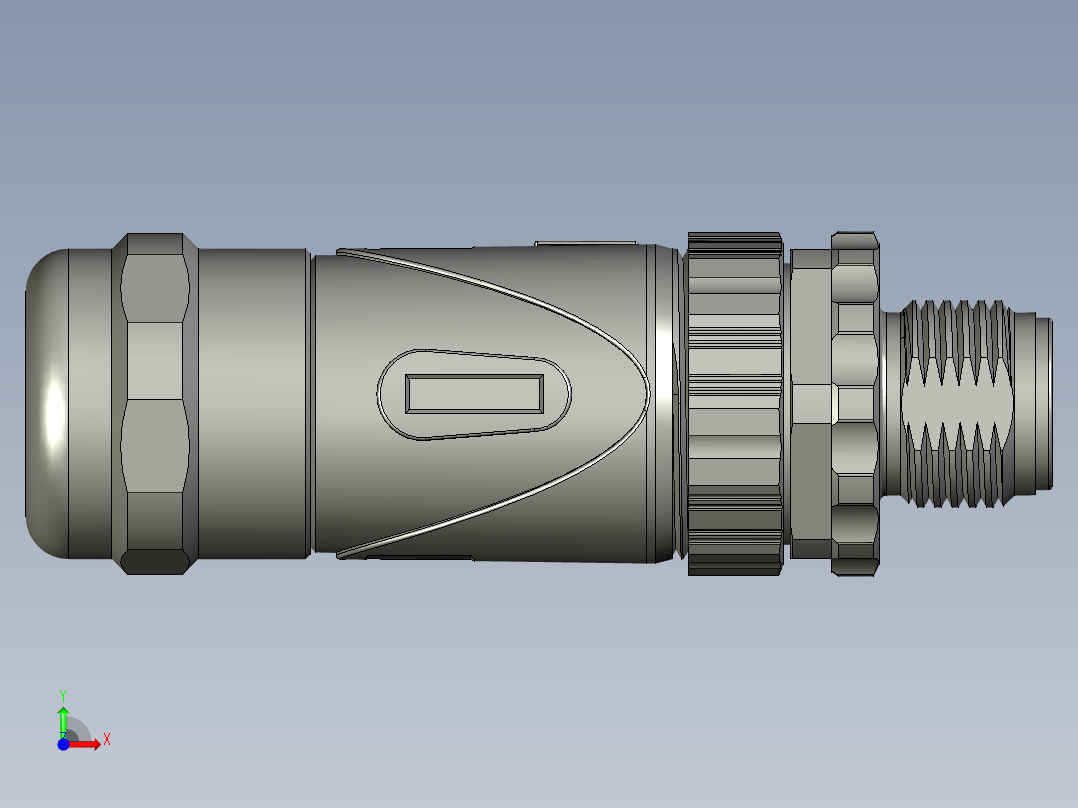 01-08-00-M12公端直现场可接线接头金属螺母塑料外壳前视图