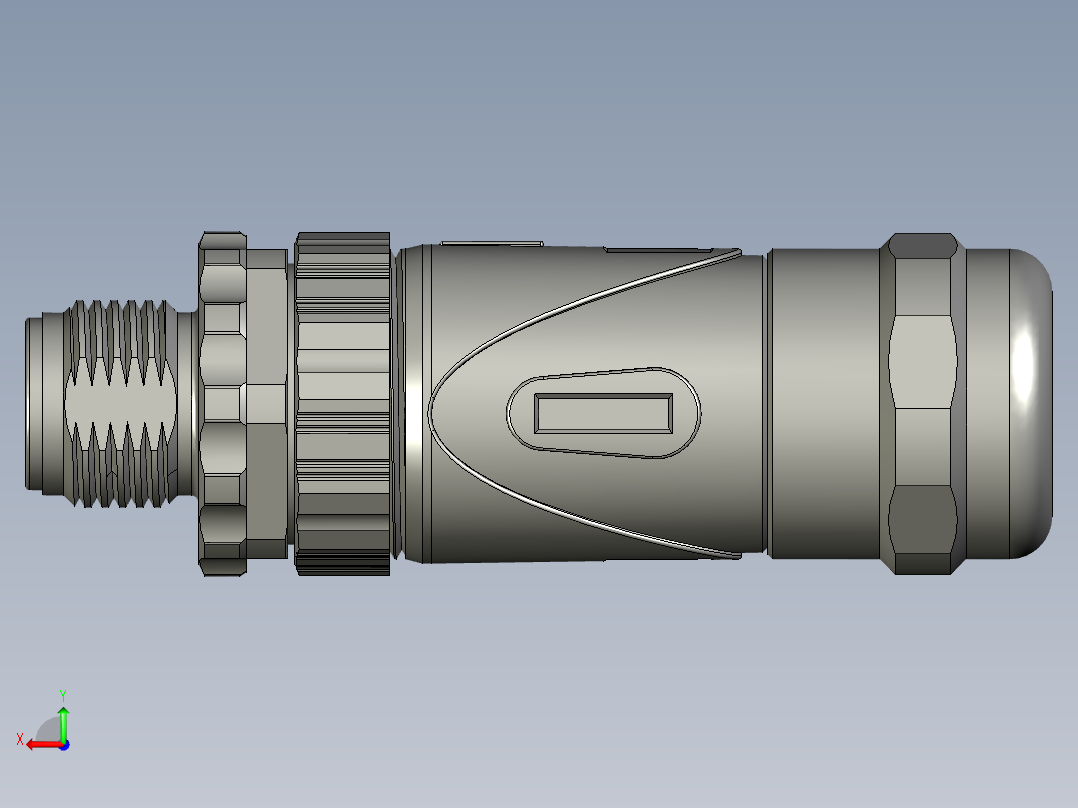 01-08-00-M12公端直现场可接线接头金属螺母塑料外壳后视图