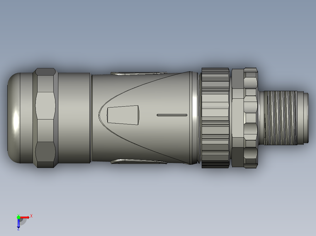 01-08-00-M12公端直现场可接线接头金属螺母塑料外壳俯视图