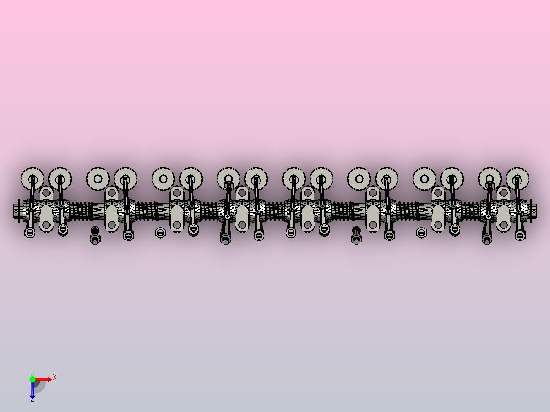 1937年别克直列8缸发动机的摇臂轴总成俯视图