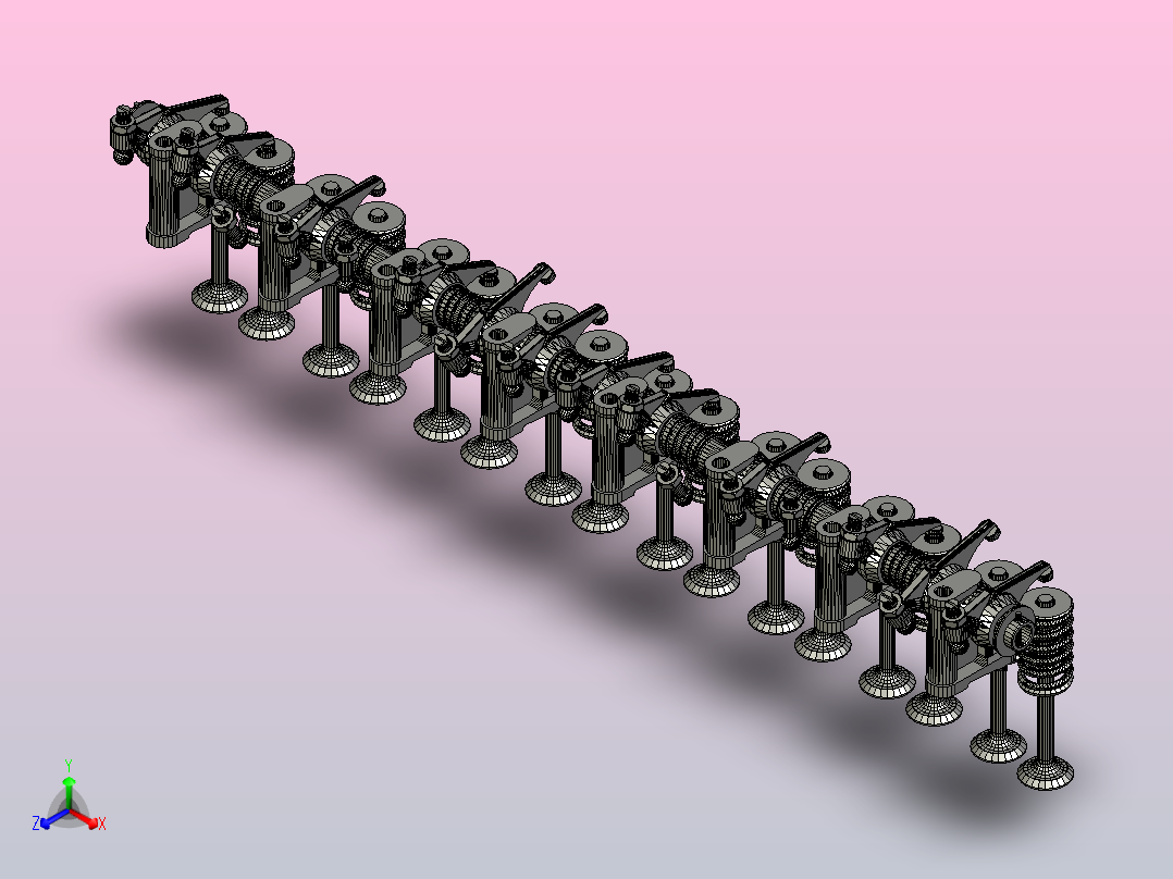 1937年别克直列8缸发动机的摇臂轴总成正等轴测图