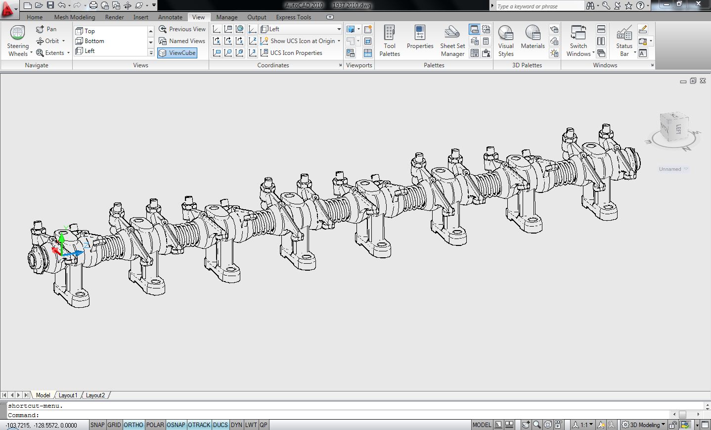 1937年别克直列8缸发动机的摇臂轴总成