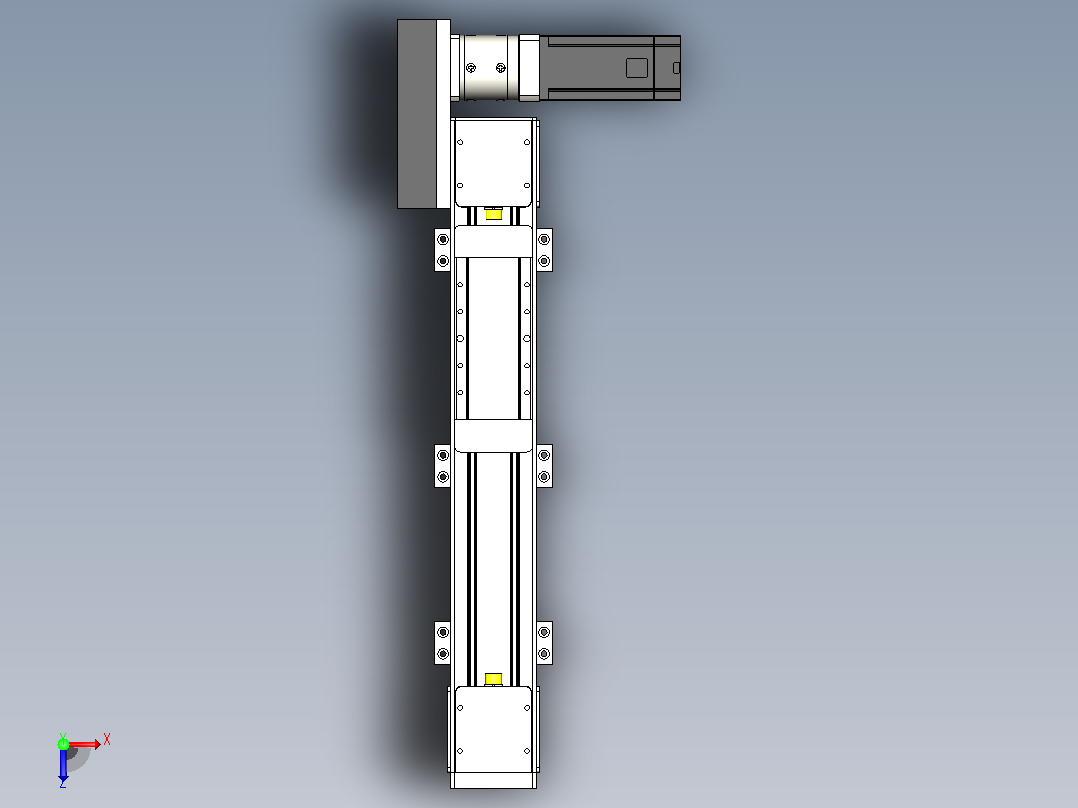 DMEB80-LBCR欧规同步带模组直线模组（电机左后折）[DMEB80-L20S350-DT400-C2U-LBCR]俯视图
