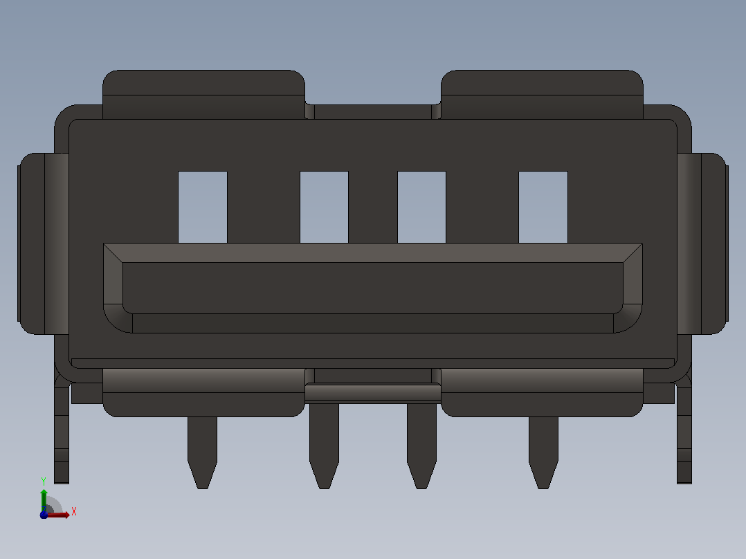 USB Type-A 连接器公头 SMD前视图