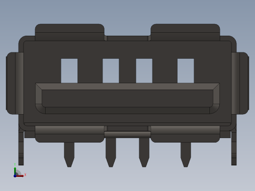 USB Type-A 连接器公头 SMD前视缩略图