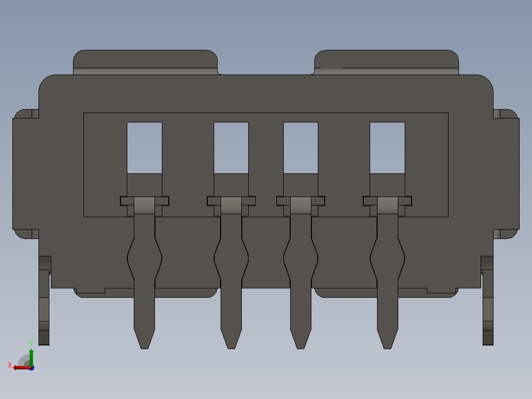 USB Type-A 连接器公头 SMD后视图