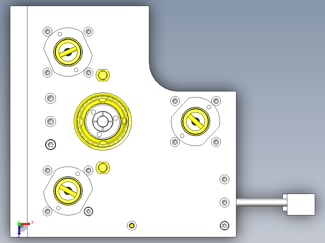 电机固定机构俯视图