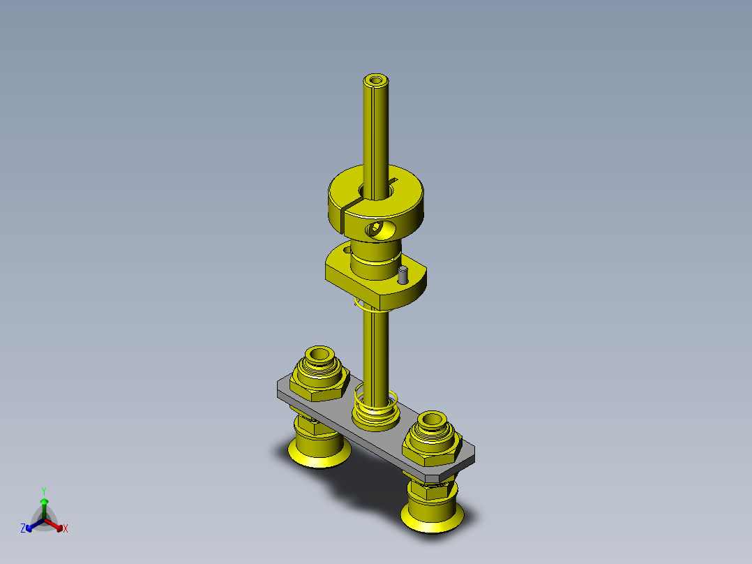 可水平吸附和传送异形工件的机械手正等轴测图