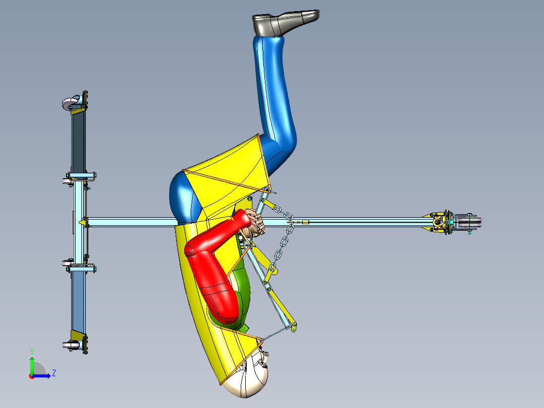 自制病人提升装置3D数模图纸 STP格式左视图
