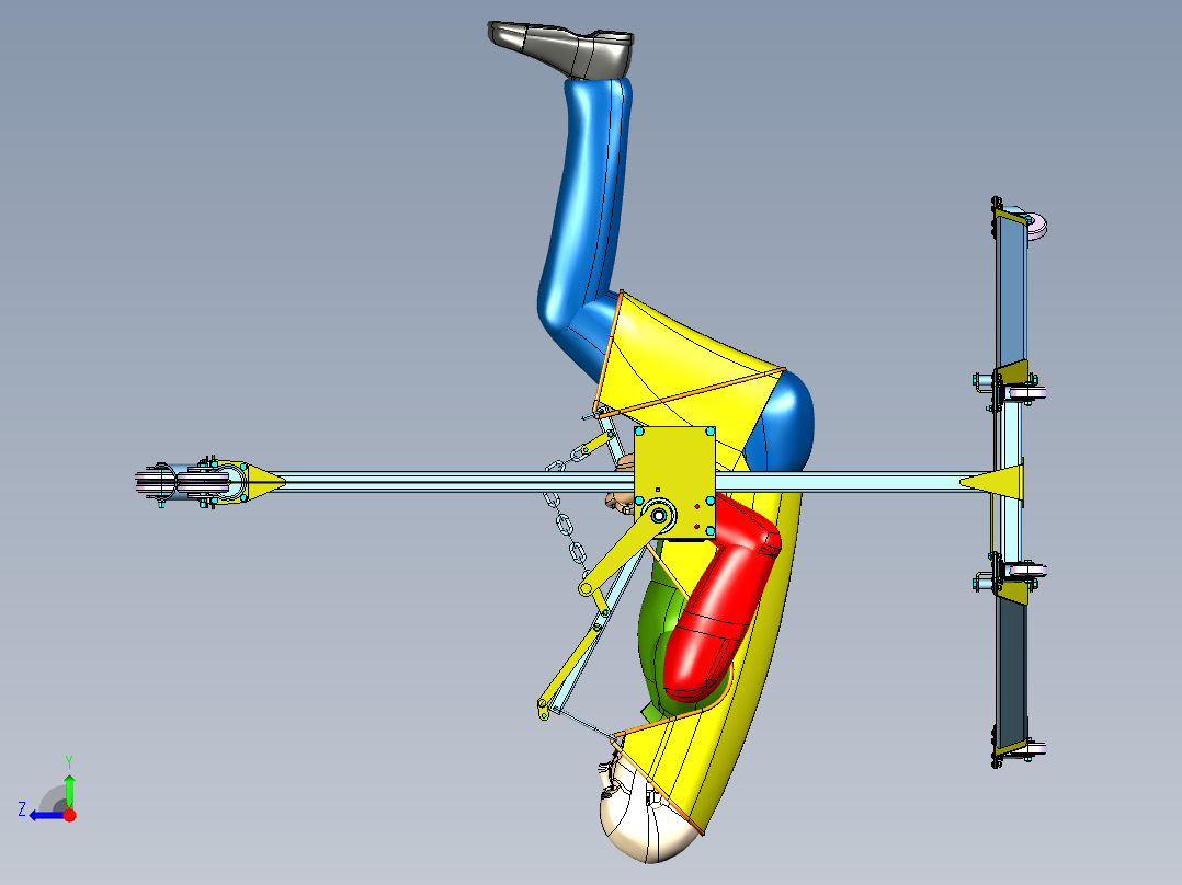 自制病人提升装置3D数模图纸 STP格式右视图