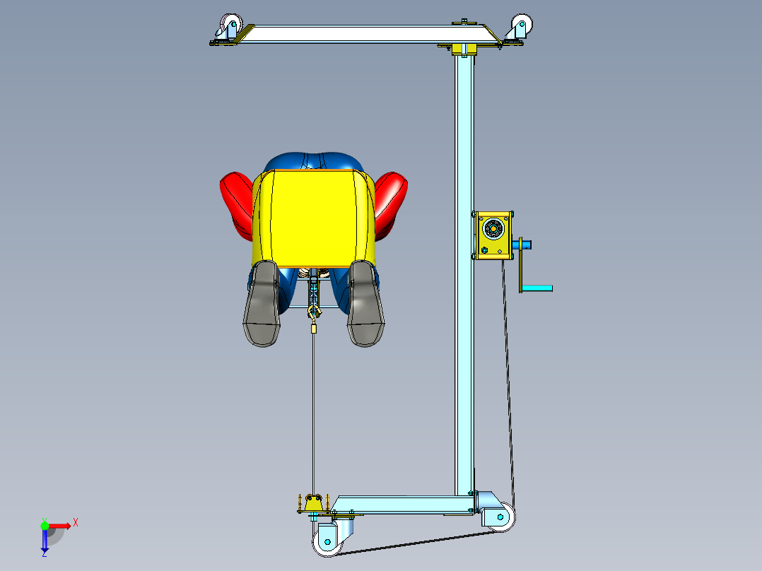 自制病人提升装置3D数模图纸 STP格式俯视图