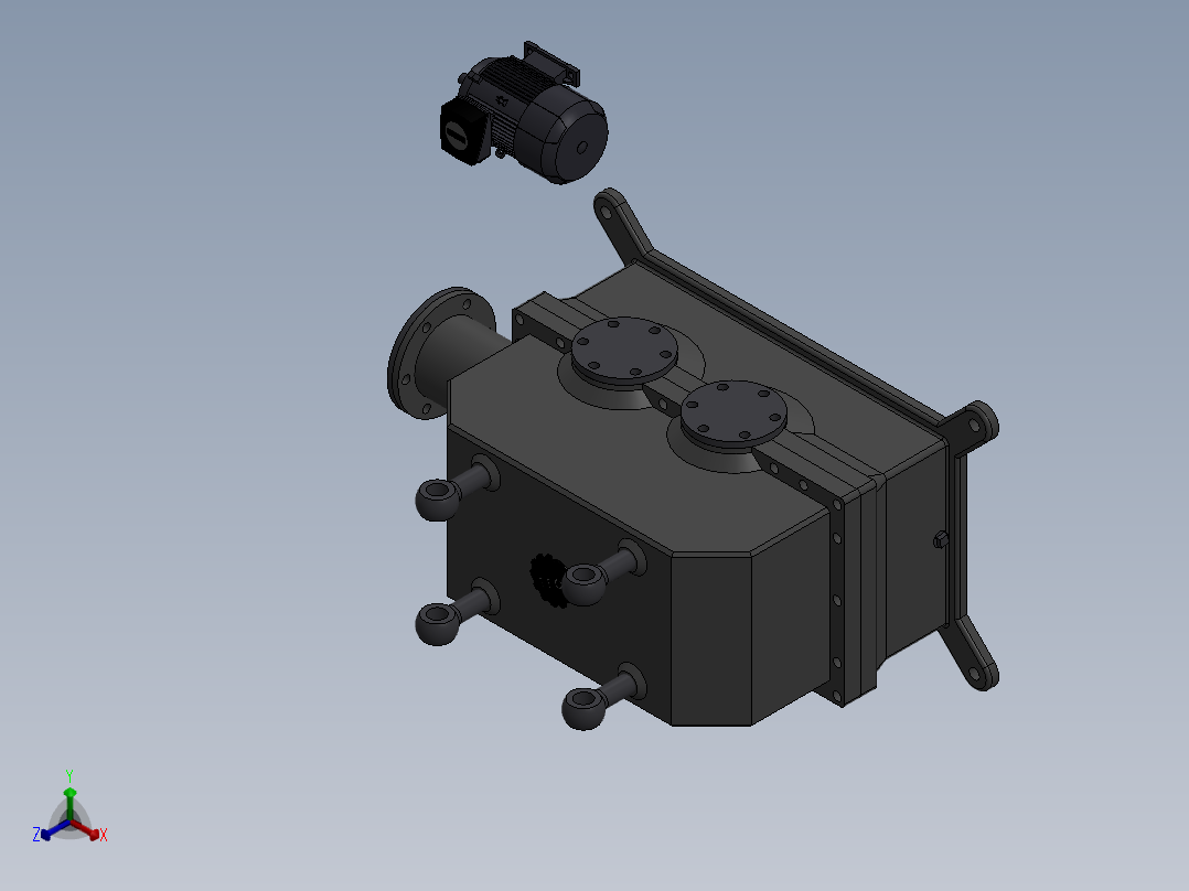 带电机的减速机正等轴测图