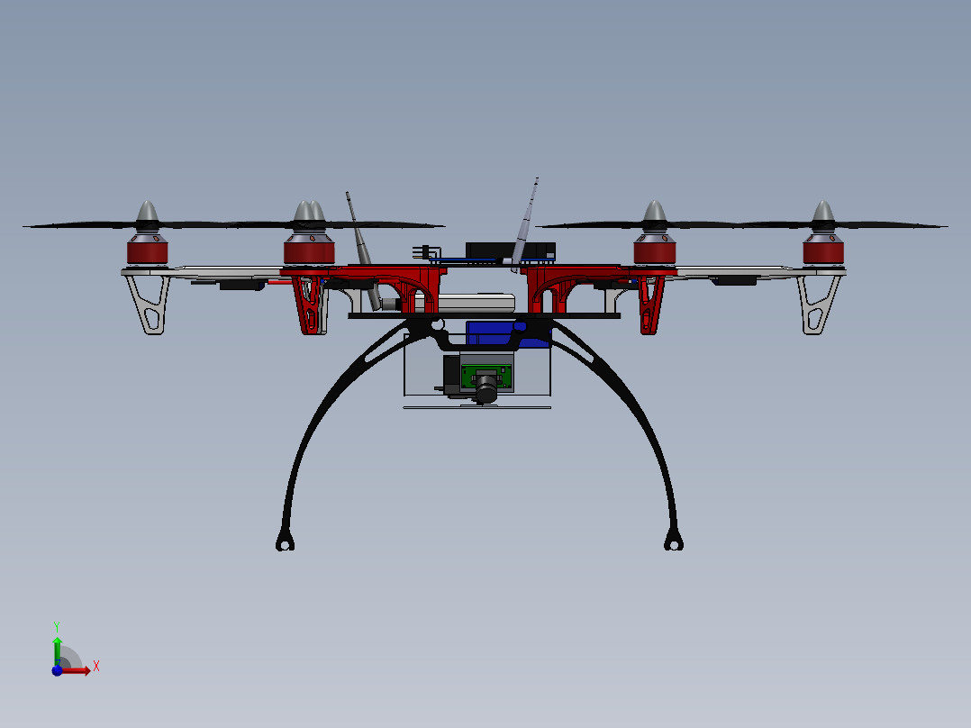 DJI flame wheel 风火轮六旋翼飞行器图纸前视图
