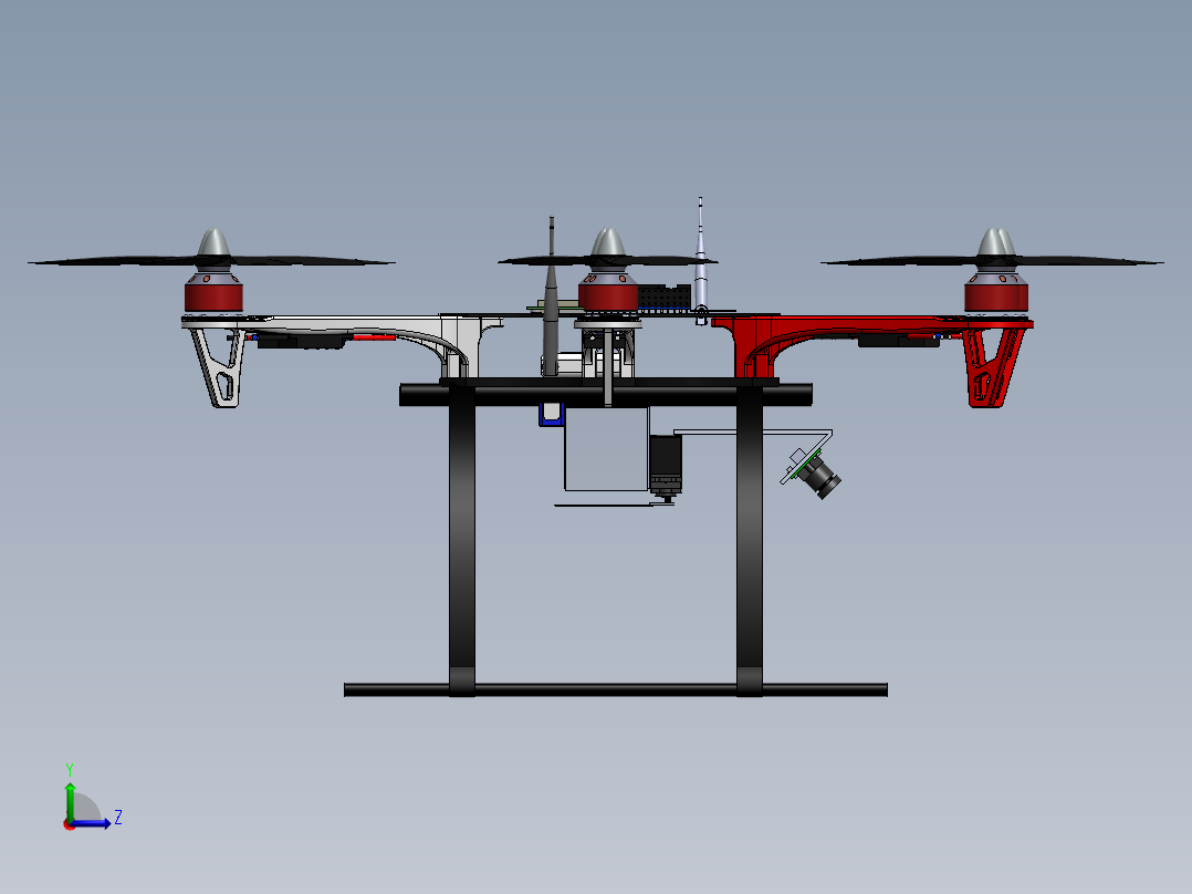 DJI flame wheel 风火轮六旋翼飞行器图纸左视图