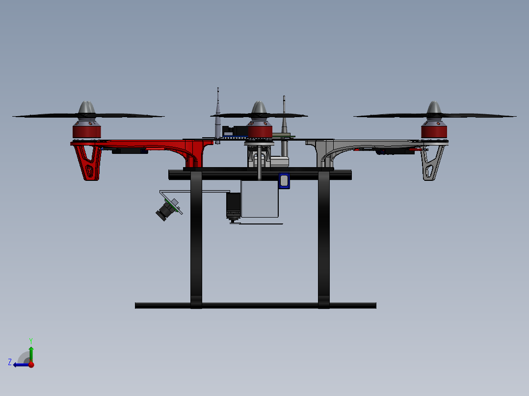 DJI flame wheel 风火轮六旋翼飞行器图纸右视图