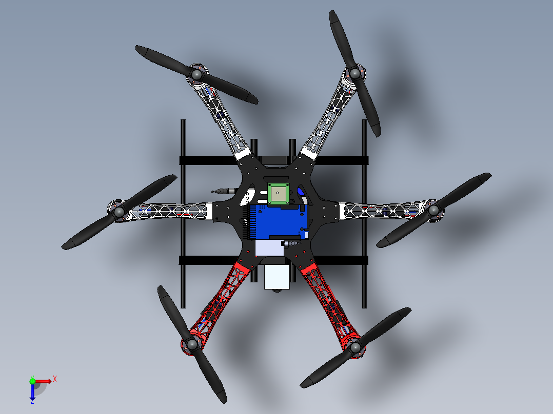 DJI flame wheel 风火轮六旋翼飞行器图纸俯视图