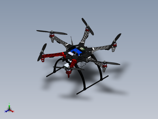 DJI flame wheel 风火轮六旋翼飞行器图纸正等轴测缩略图
