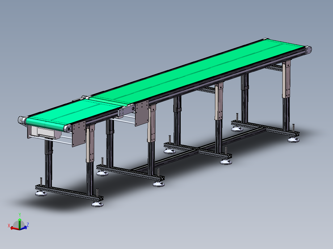 升降可调皮带输送线3d图纸 倾斜坡度皮带线sw图 折叠皮带线3d模型