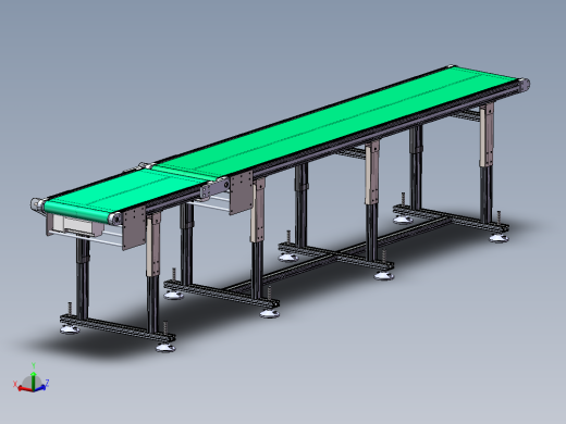 升降可调皮带输送线3d图纸 倾斜坡度皮带线sw图 折叠皮带线3d模型