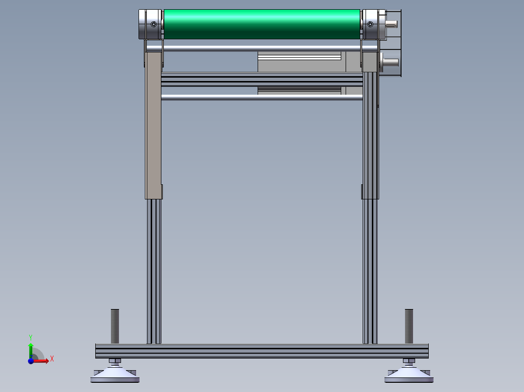 升降可调皮带输送线3d图纸 倾斜坡度皮带线sw图 折叠皮带线3d模型前视图